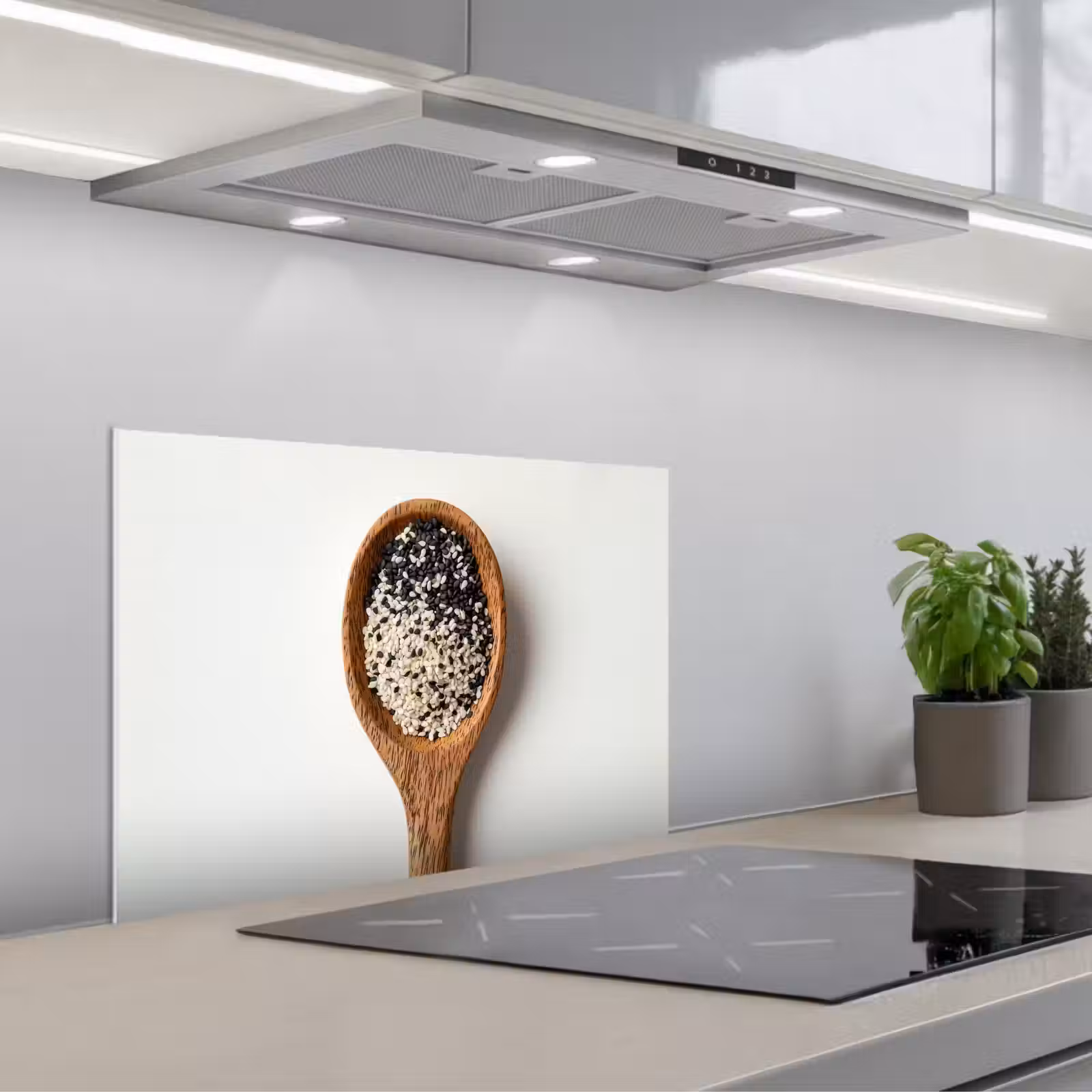 Spatscherm keuken - Lepel - Sesam - Wit — 1