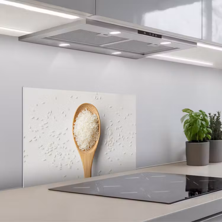 Spatscherm keuken - Hout - Lepel - Rijst — 1