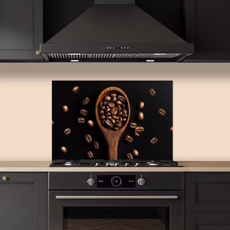 Spatscherm keuken - Hout - Zwart - Koffiebonen — 5