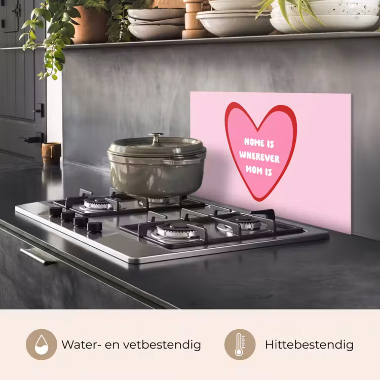 Spatscherm keuken - Quote - Moeder - Roze — 2