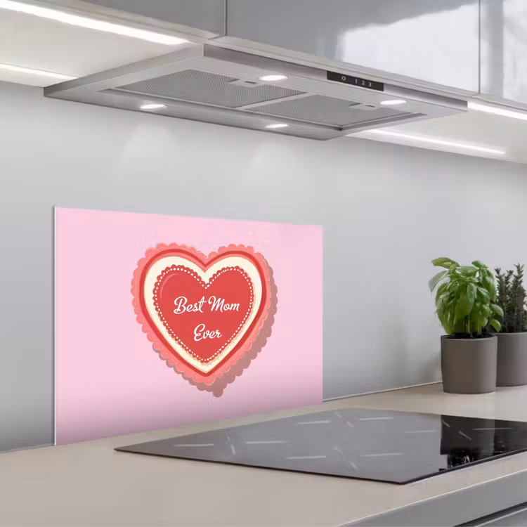 Spatscherm keuken - Tekst - Hartje - Moeder - Roze — 1