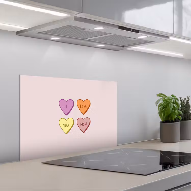 Spatscherm keuken - Hartjes - Pastel - Liefde - Moeder — 1