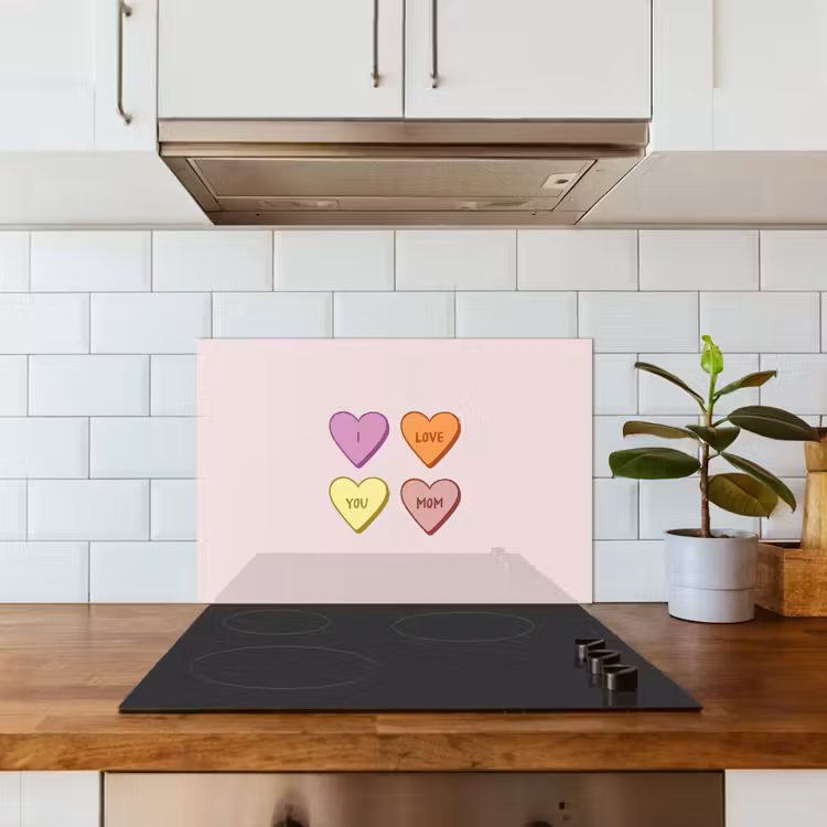 Spatscherm keuken - Hartjes - Pastel - Liefde - Moeder — 3