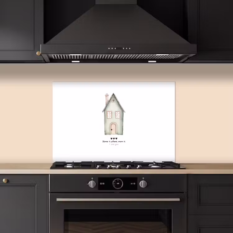 Spatscherm keuken - Huisje - Groen - Tekst - Liefdevol — 5