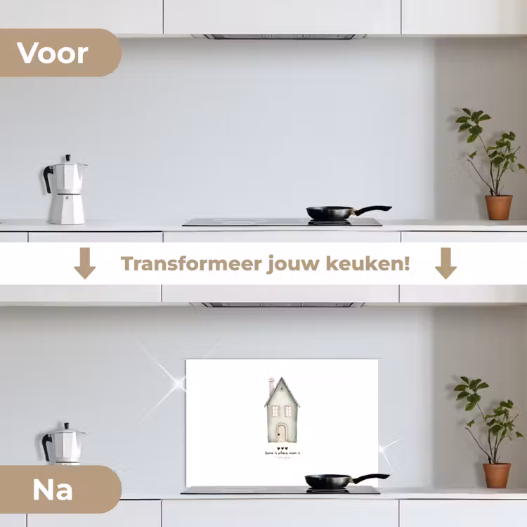 Spatscherm keuken - Huisje - Groen - Tekst - Liefdevol — 7