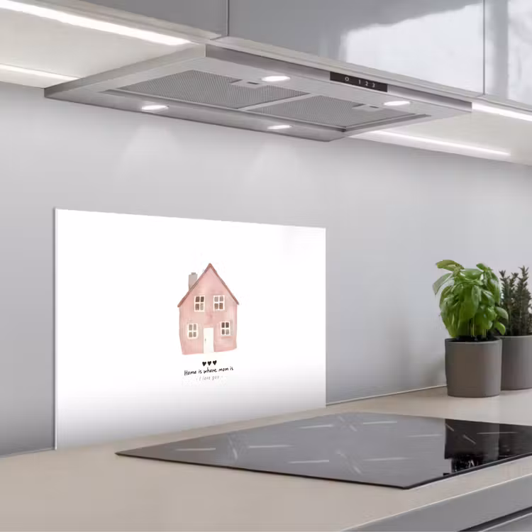 Spatscherm keuken - Huisje - Roze - Quote - Moeder — 1