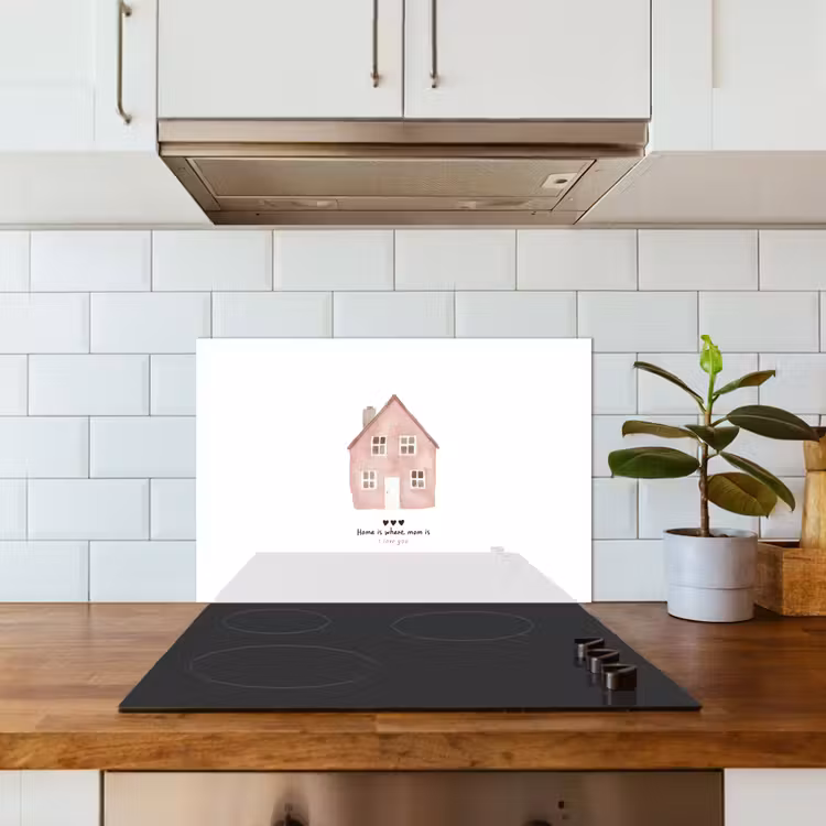 Spatscherm keuken - Huisje - Roze - Quote - Moeder — 3
