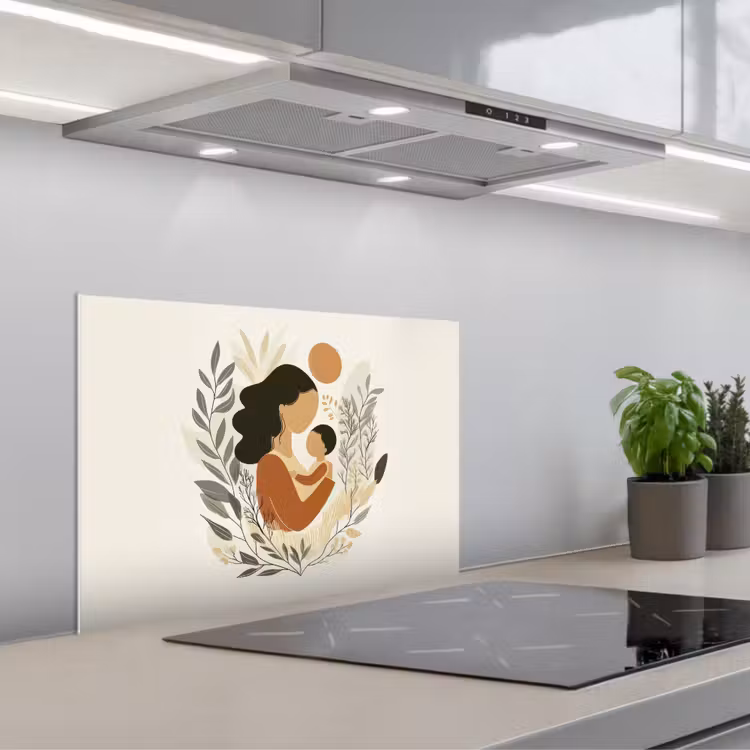 Spatscherm keuken - Illustratie - Moeder - Kind - Liefdevol — 1