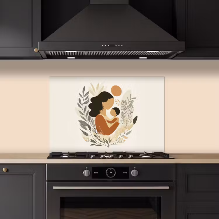 Spatscherm keuken - Illustratie - Moeder - Kind - Liefdevol — 5