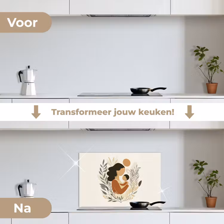 Spatscherm keuken - Illustratie - Moeder - Kind - Liefdevol — 7