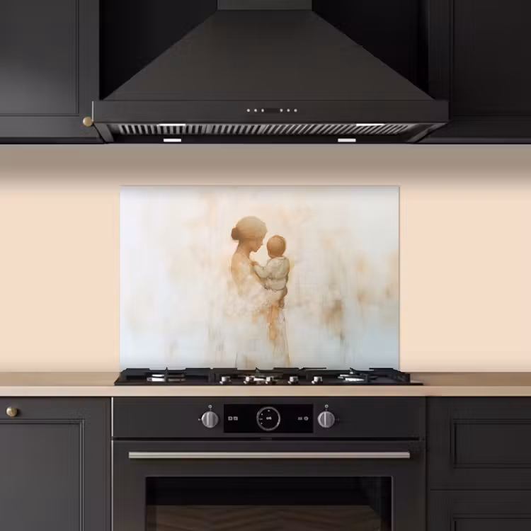 Spatscherm keuken - Kind - Moeder - Waterverfschilderij — 5