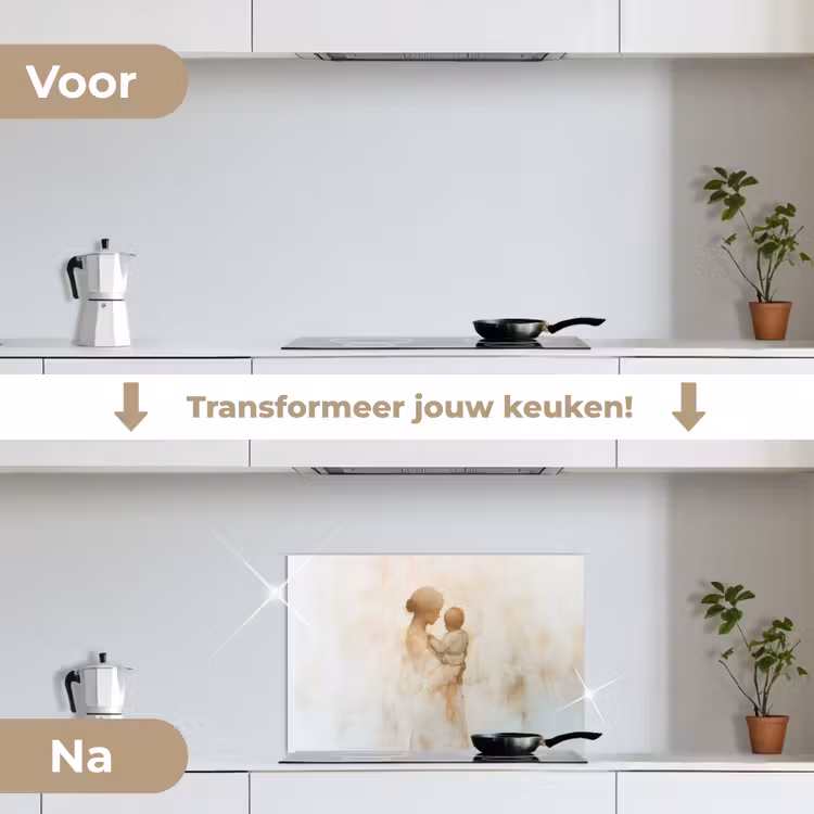 Spatscherm keuken - Kind - Moeder - Waterverfschilderij — 7