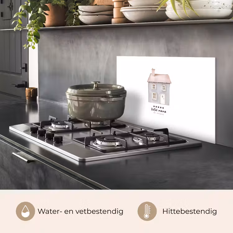 Spatscherm keuken - Lichtblauw - Huisje - Mama - Tekst — 2