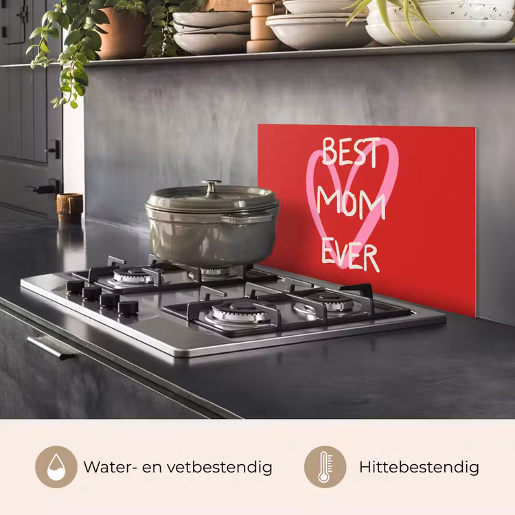 Spatscherm keuken - Moeder - Quote - Hartje - Rood — 2