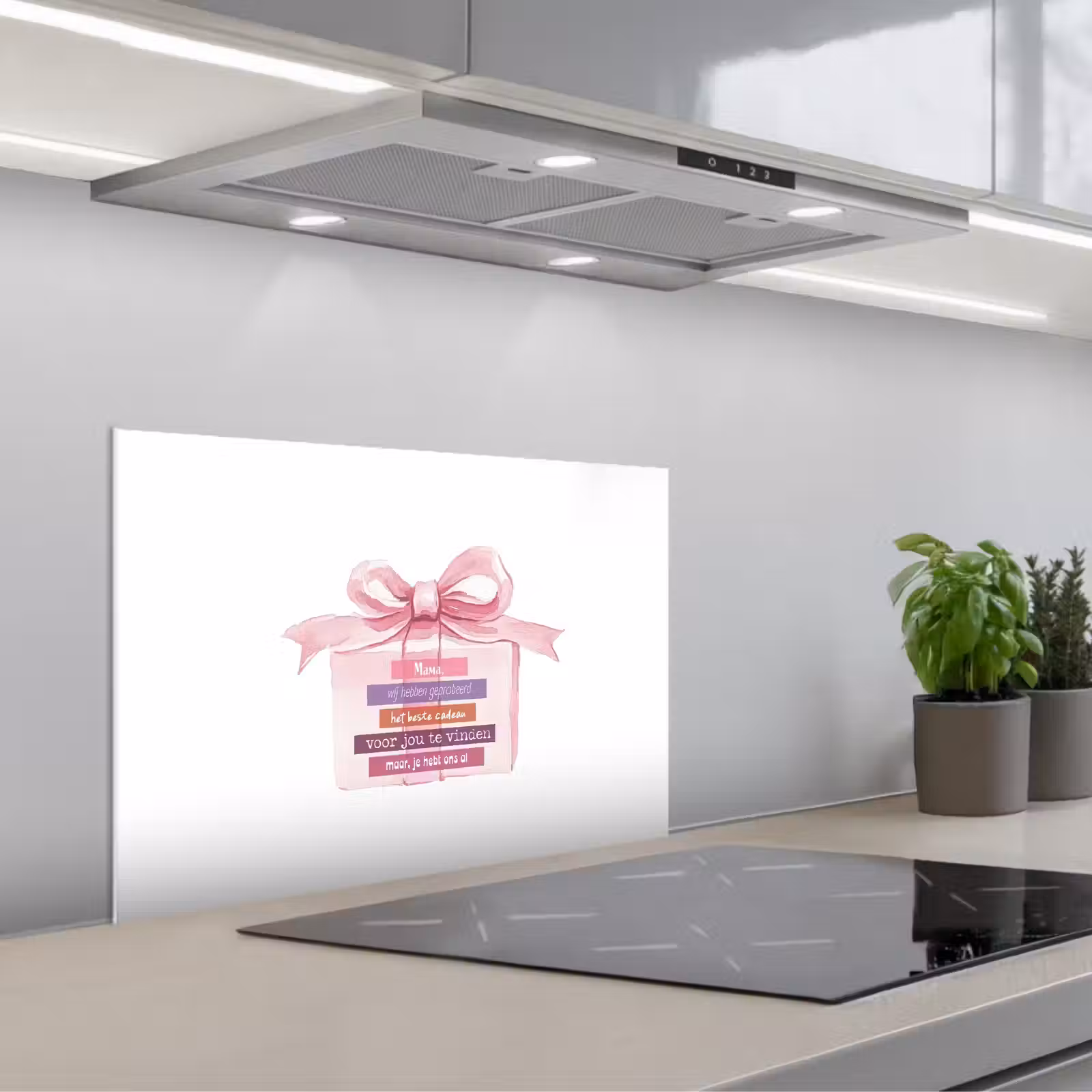 Spatscherm keuken - Cadeau - Strik - Tekst - Roze — 1