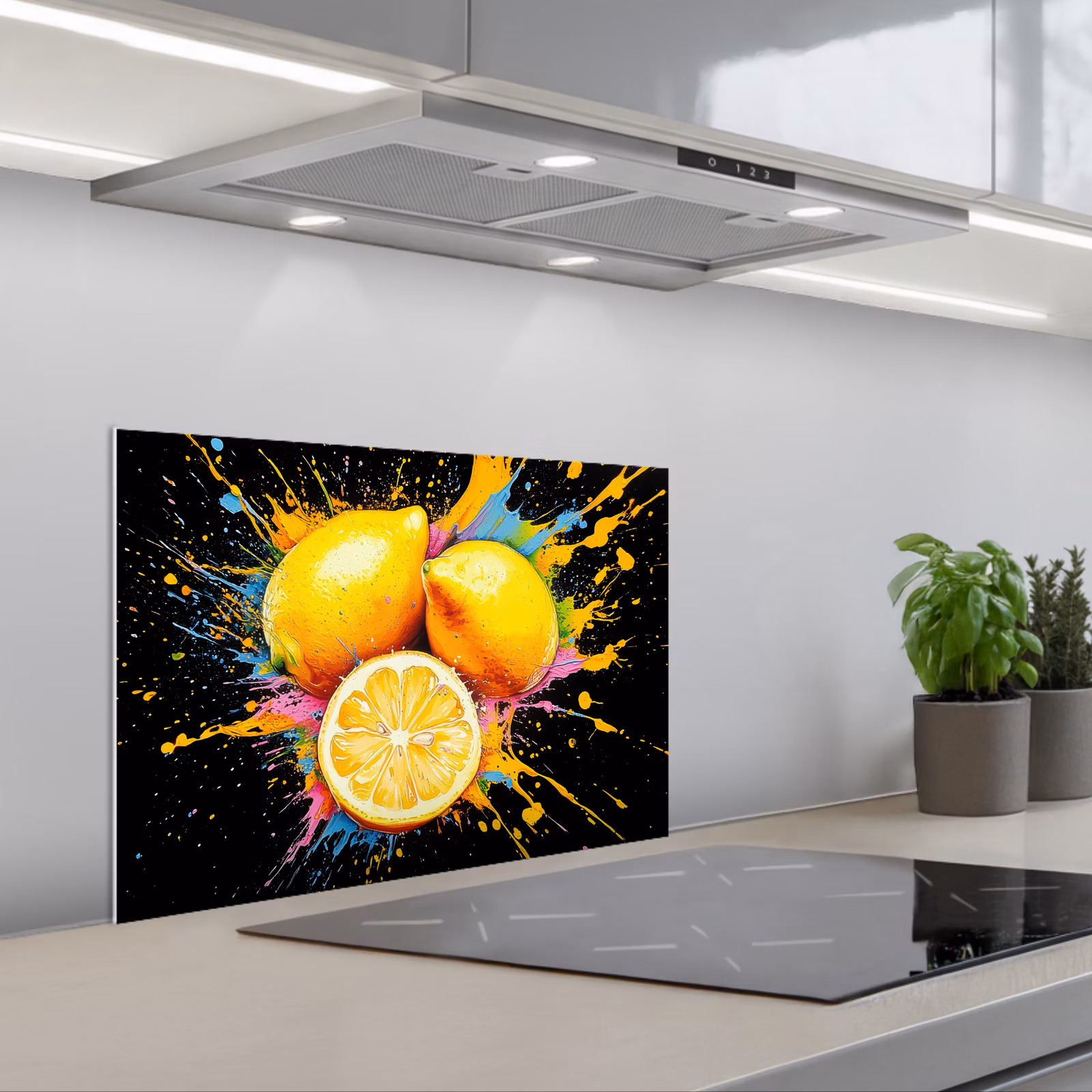 Spatscherm keuken - Citroen - Graffiti - Kleurrijk - Verf - Modern — 1