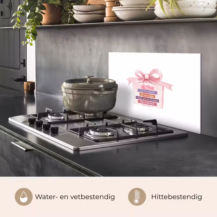 Spatscherm keuken - Cadeau - Strik - Tekst - Roze — 2