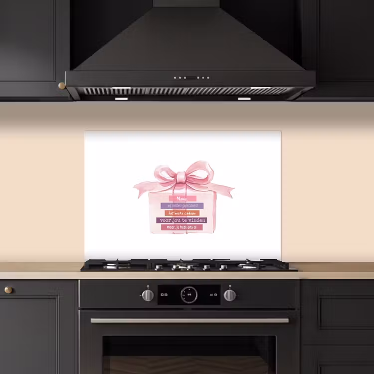 Spatscherm keuken - Cadeau - Strik - Tekst - Roze — 5