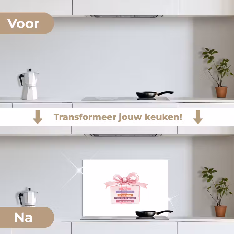 Spatscherm keuken - Cadeau - Strik - Tekst - Roze — 7