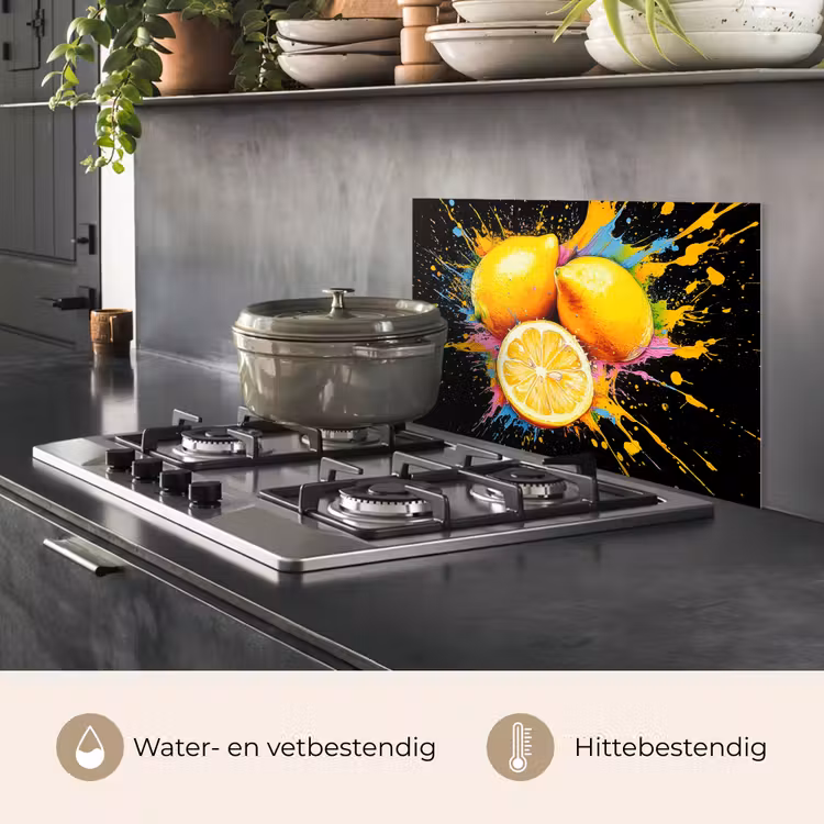Spatscherm keuken - Citroen - Graffiti - Kleurrijk - Verf - Modern — 2