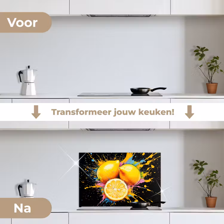 Spatscherm keuken - Citroen - Graffiti - Kleurrijk - Verf - Modern — 7