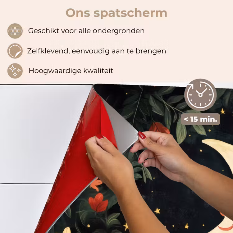 Spatscherm keuken - Maan - Bloemen - Nachthemel — 4
