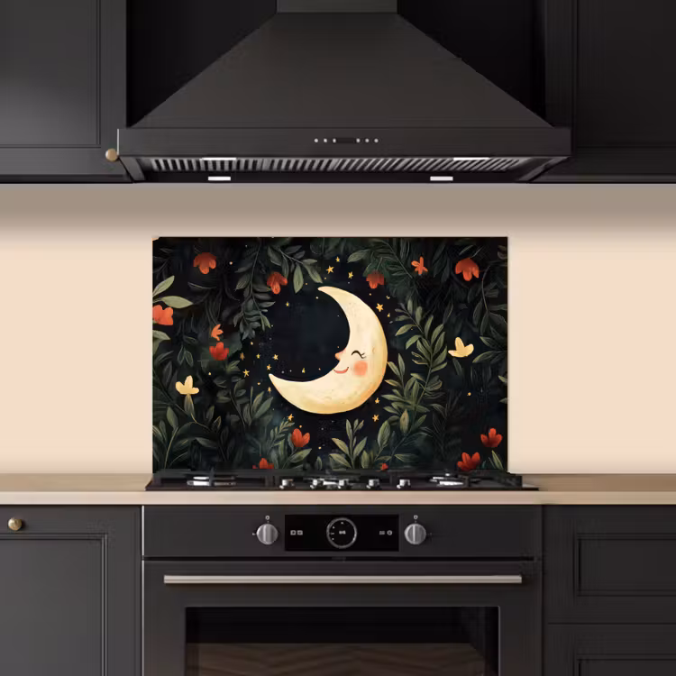 Spatscherm keuken - Maan - Bloemen - Nachthemel — 5