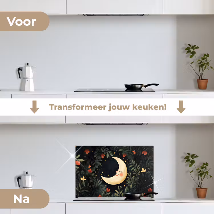 Spatscherm keuken - Maan - Bloemen - Nachthemel — 7
