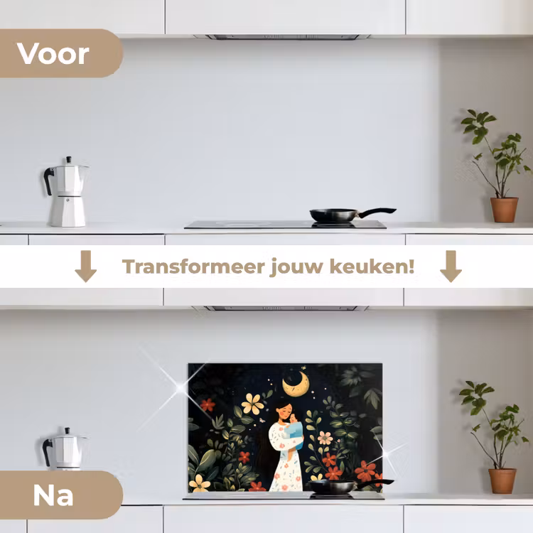 Spatscherm keuken - Moeder - Kind - Kleurrijk - Bloemen — 7