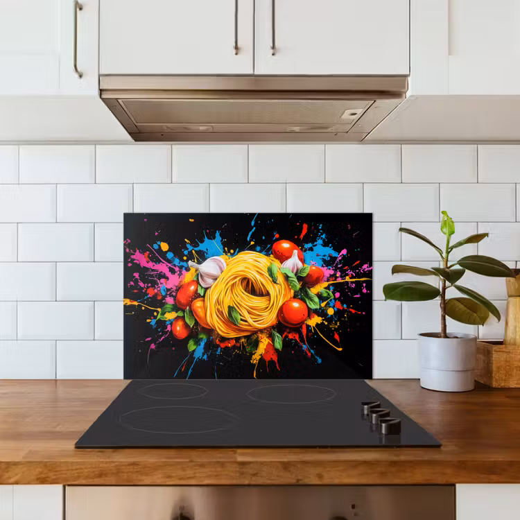 Spatscherm keuken - Spaghetti - Graffiti - Verf - Kleurrijk - Eten - Modern — 3