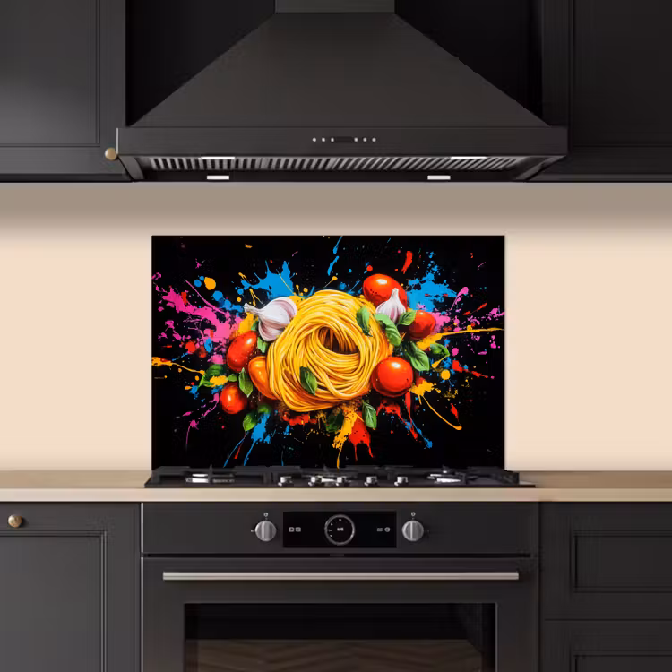 Spatscherm keuken - Spaghetti - Graffiti - Verf - Kleurrijk - Eten - Modern — 5