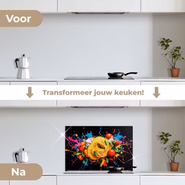 Spatscherm keuken - Spaghetti - Graffiti - Verf - Kleurrijk - Eten - Modern — 7