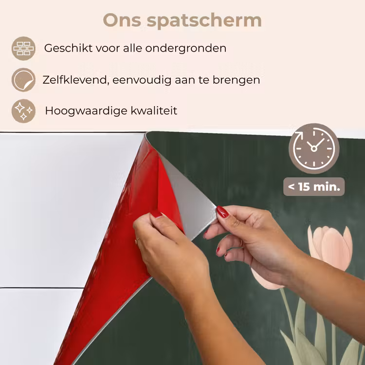 Spatscherm keuken - Tulpen - Liefde - Donkergroen — 4