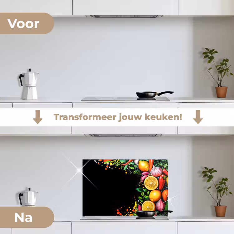 Spatscherm keuken - Citroenen - Peper - Kruiden - Graffiti - Verf - Abstract — 7