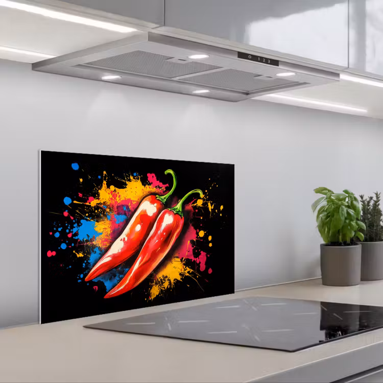 Spatscherm keuken - Peper - Graffiti - Verf - Abstract - Modern - Kleurrijk — 1
