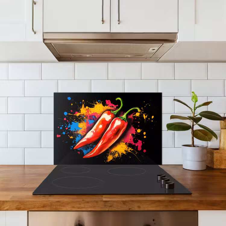 Spatscherm keuken - Peper - Graffiti - Verf - Abstract - Modern - Kleurrijk — 3