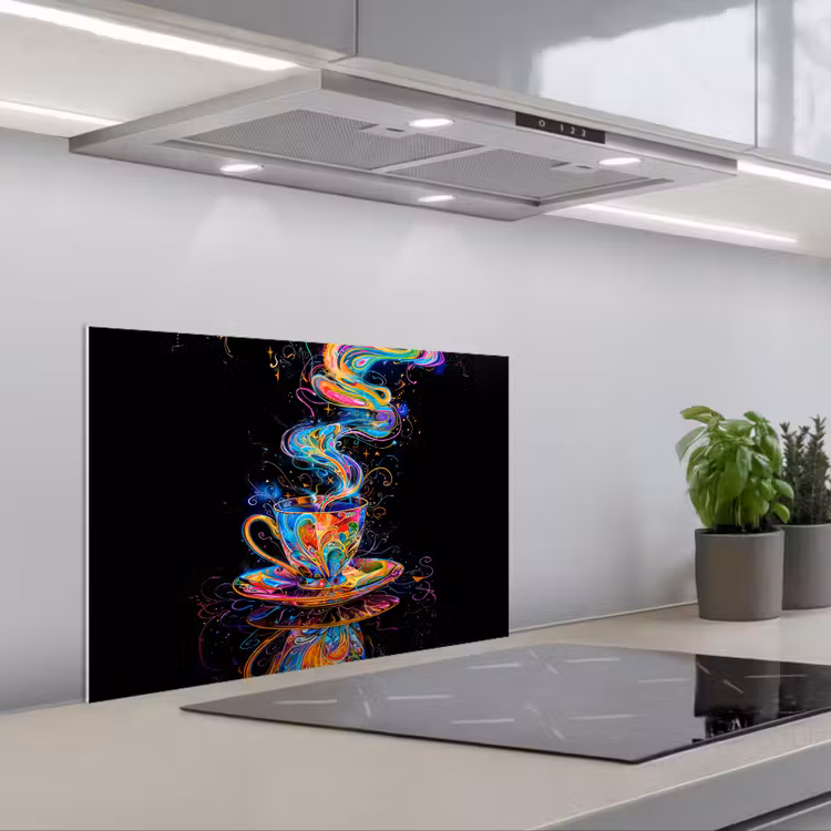 Spatscherm keuken - Psychedelische Theedroom — 1