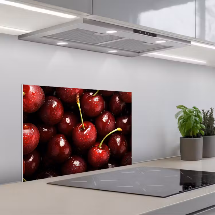 Spatscherm keuken - Rood - Fruit - Kersen — 1