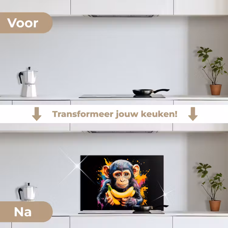 Spatscherm keuken - Aap - Graffiti - Kleurrijk - Bananen - Modern — 7