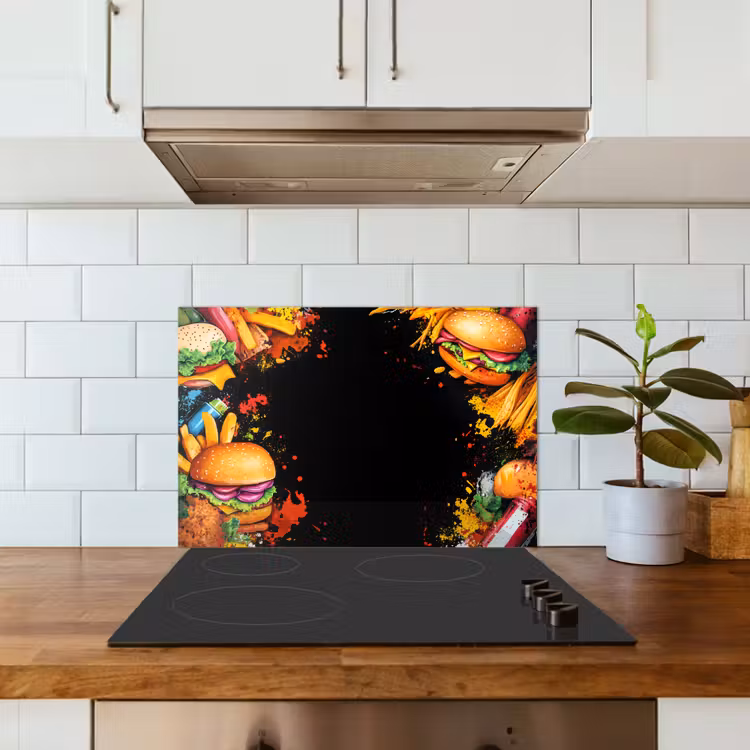 Spatscherm keuken - Fastfood - Graffiti - Hamburger - Eten - Modern — 3