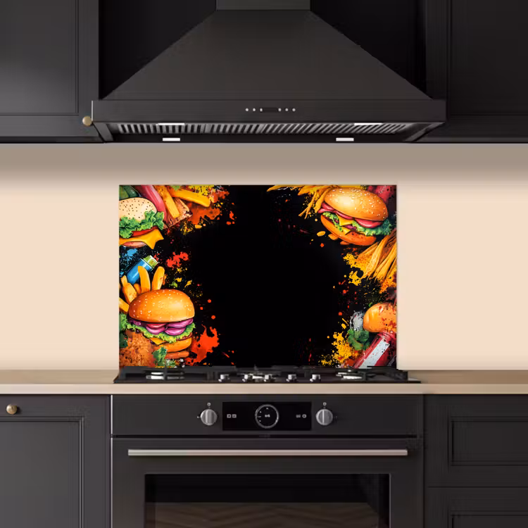 Spatscherm keuken - Fastfood - Graffiti - Hamburger - Eten - Modern — 5