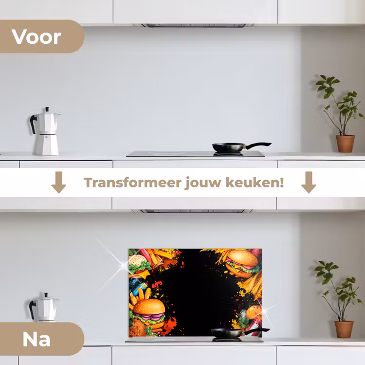 Spatscherm keuken - Fastfood - Graffiti - Hamburger - Eten - Modern — 7