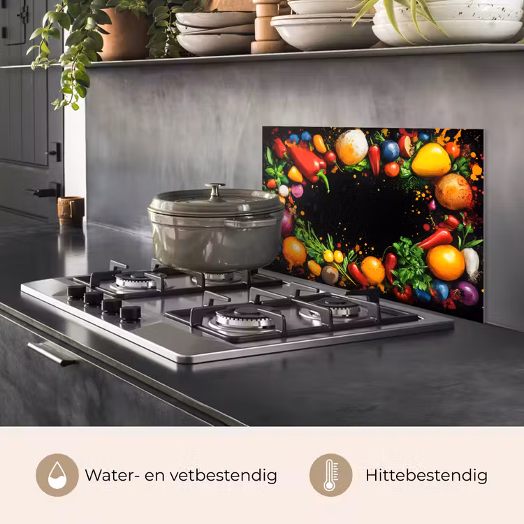 Spatscherm keuken - Groente - Graffiti - Kleurrijk - Koken - Abstract — 2