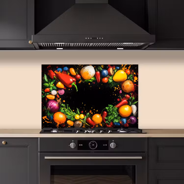 Spatscherm keuken - Groente - Graffiti - Kleurrijk - Koken - Abstract — 5
