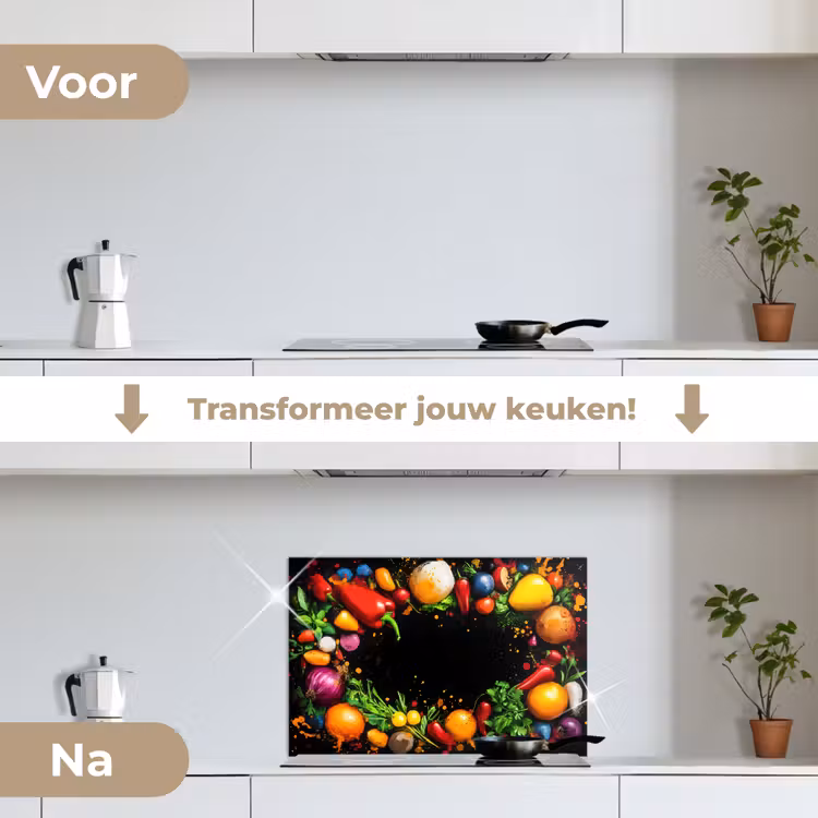 Spatscherm keuken - Groente - Graffiti - Kleurrijk - Koken - Abstract — 7