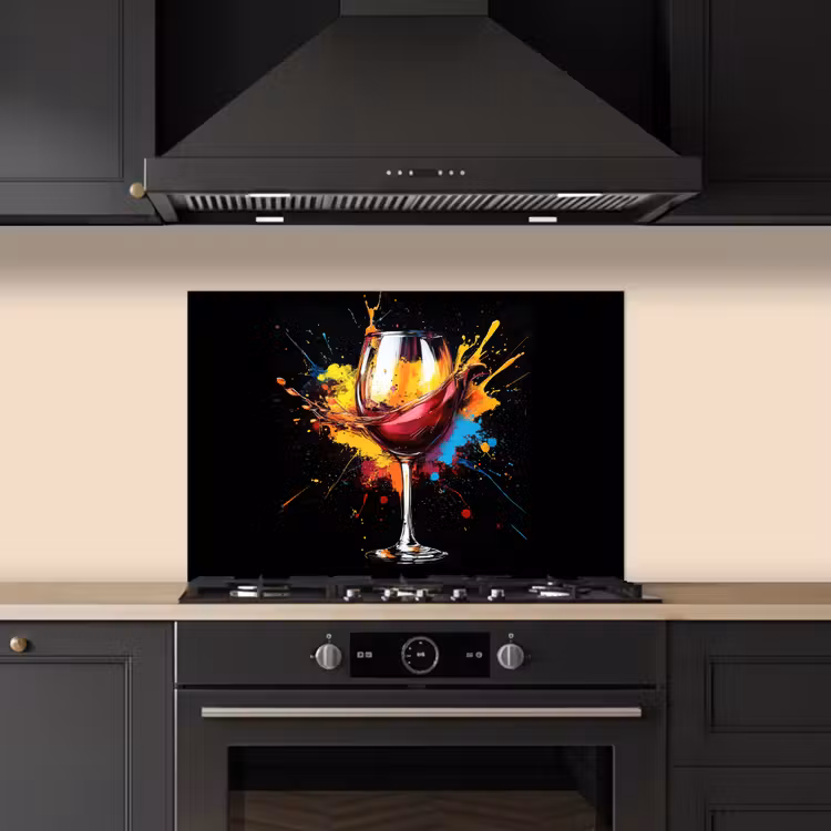 Spatscherm keuken - Wijn - Glas - Graffiti - Borrel - Rood - Verf — 5