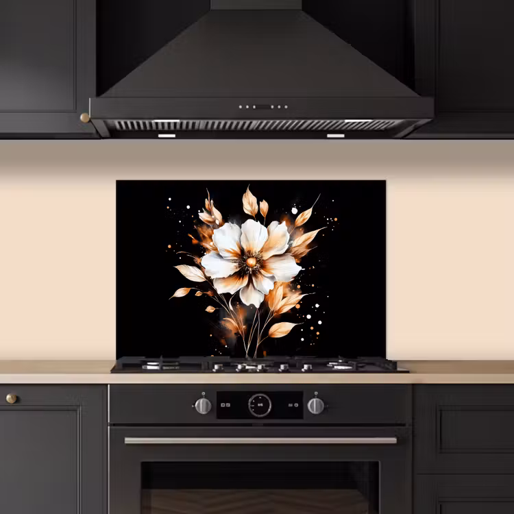 Spatscherm keuken - Bloem - Verf - Goud - Graffiti - Modern — 5