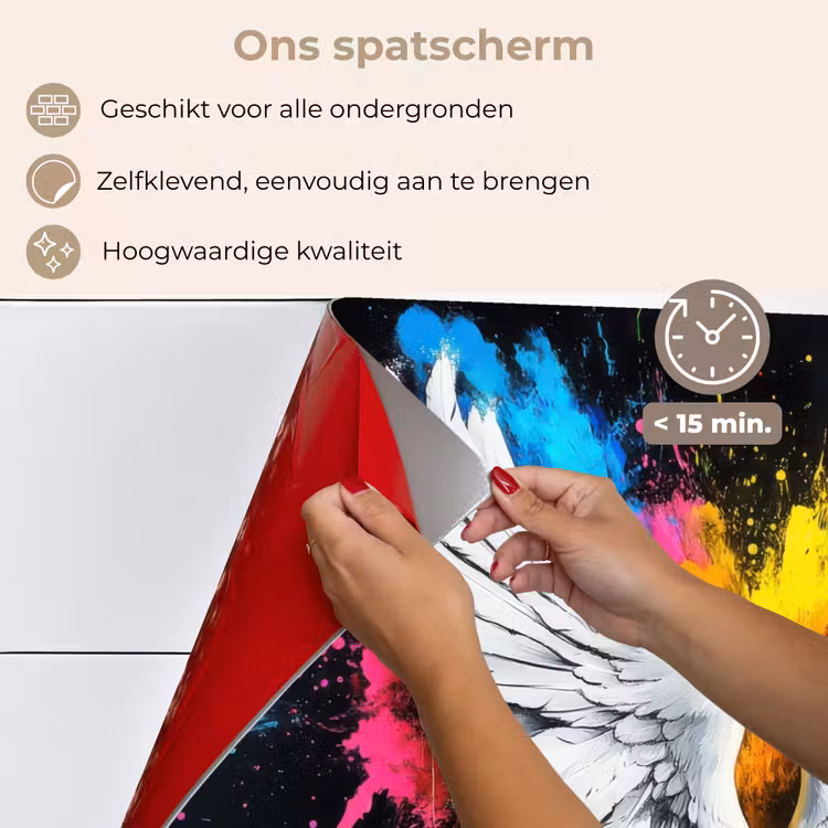 Spatscherm keuken - Vleugels - Verfspatten - Kleurrijk — 4