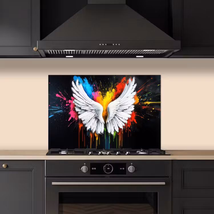 Spatscherm keuken - Vleugels - Verfspatten - Kleurrijk — 5