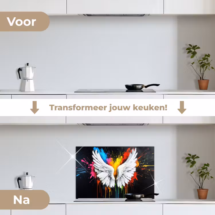 Spatscherm keuken - Vleugels - Verfspatten - Kleurrijk — 7